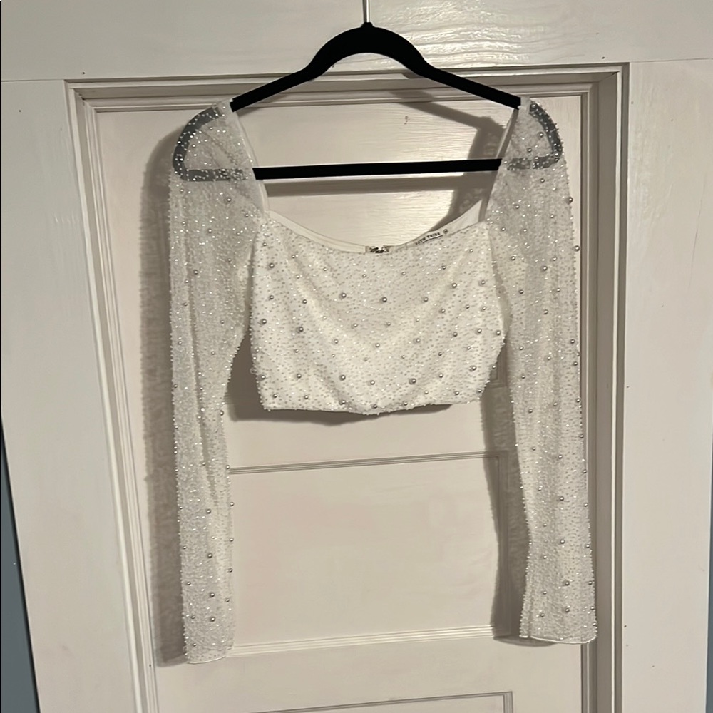 Bridal 12th Tribe crop top pearls